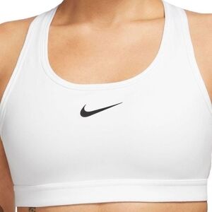 Nike Women's White Sports Bra with Black Logo
